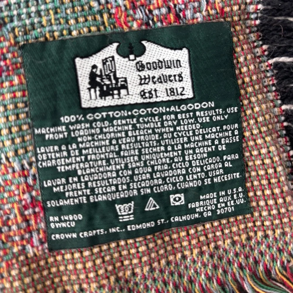 Vintage Goodwin Weavers 100% Cotton Christmas Teddy Bear Holiday Throw Blanket